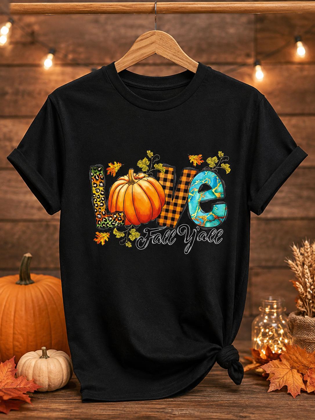 Love Fall Y'all - Black T-Shirt