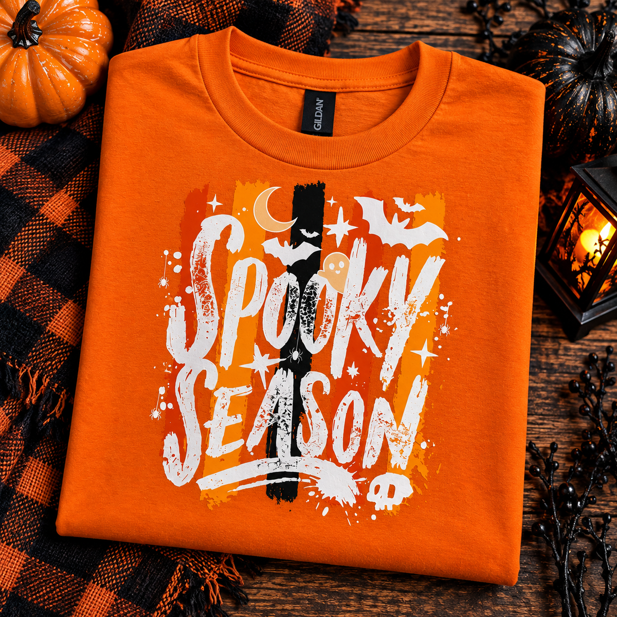 Orange Spooky Season Halloween Graphic T-Shirt