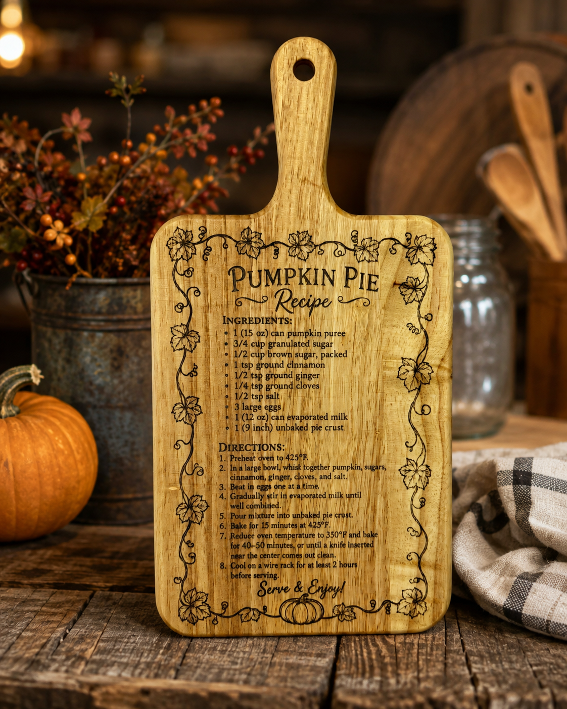 Michigan Pumpkin Pie Recipe Cutting Board