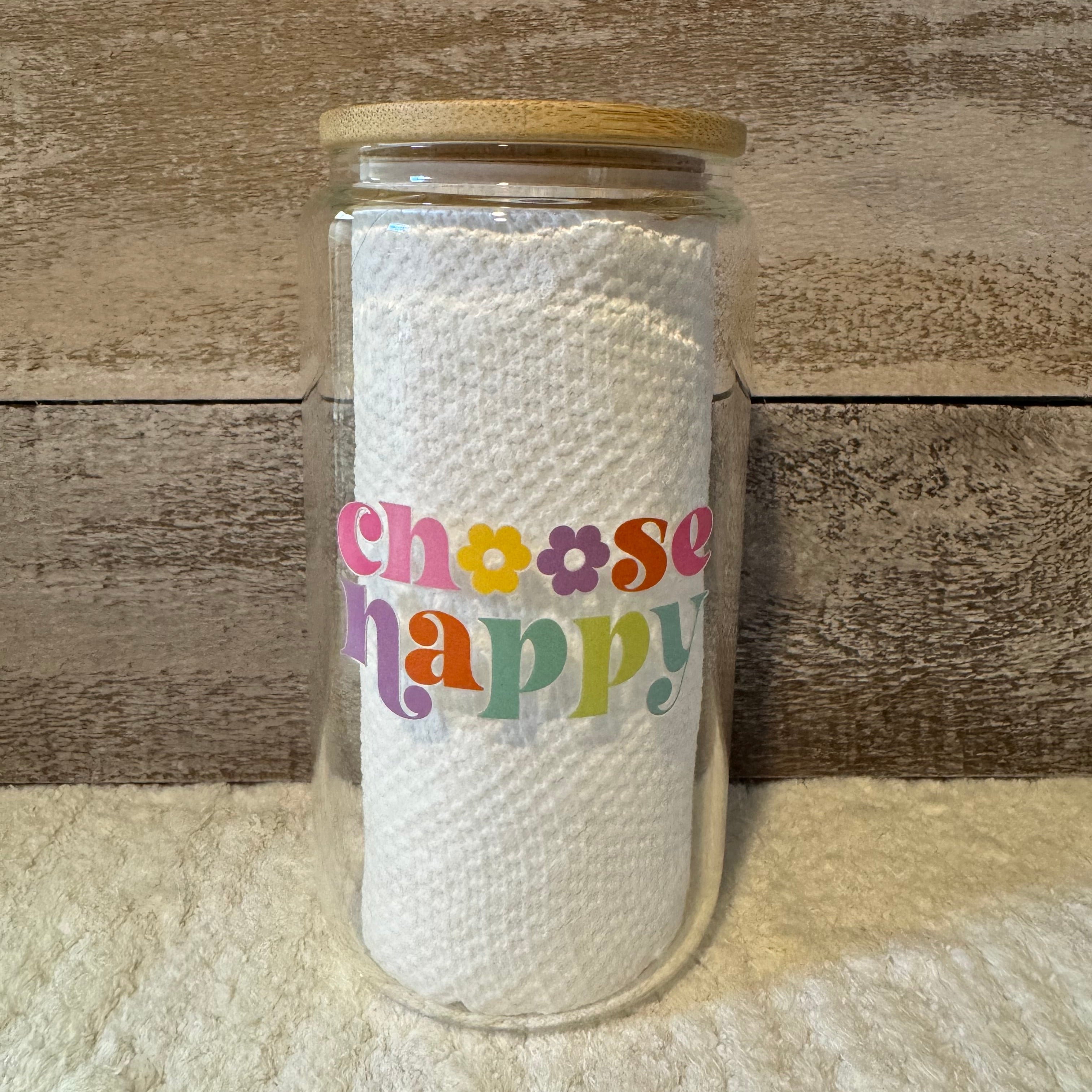 Choose Happy Glass Cold Cup