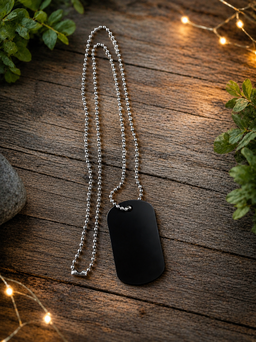 Custom Engraved Black Dog Tag Necklace