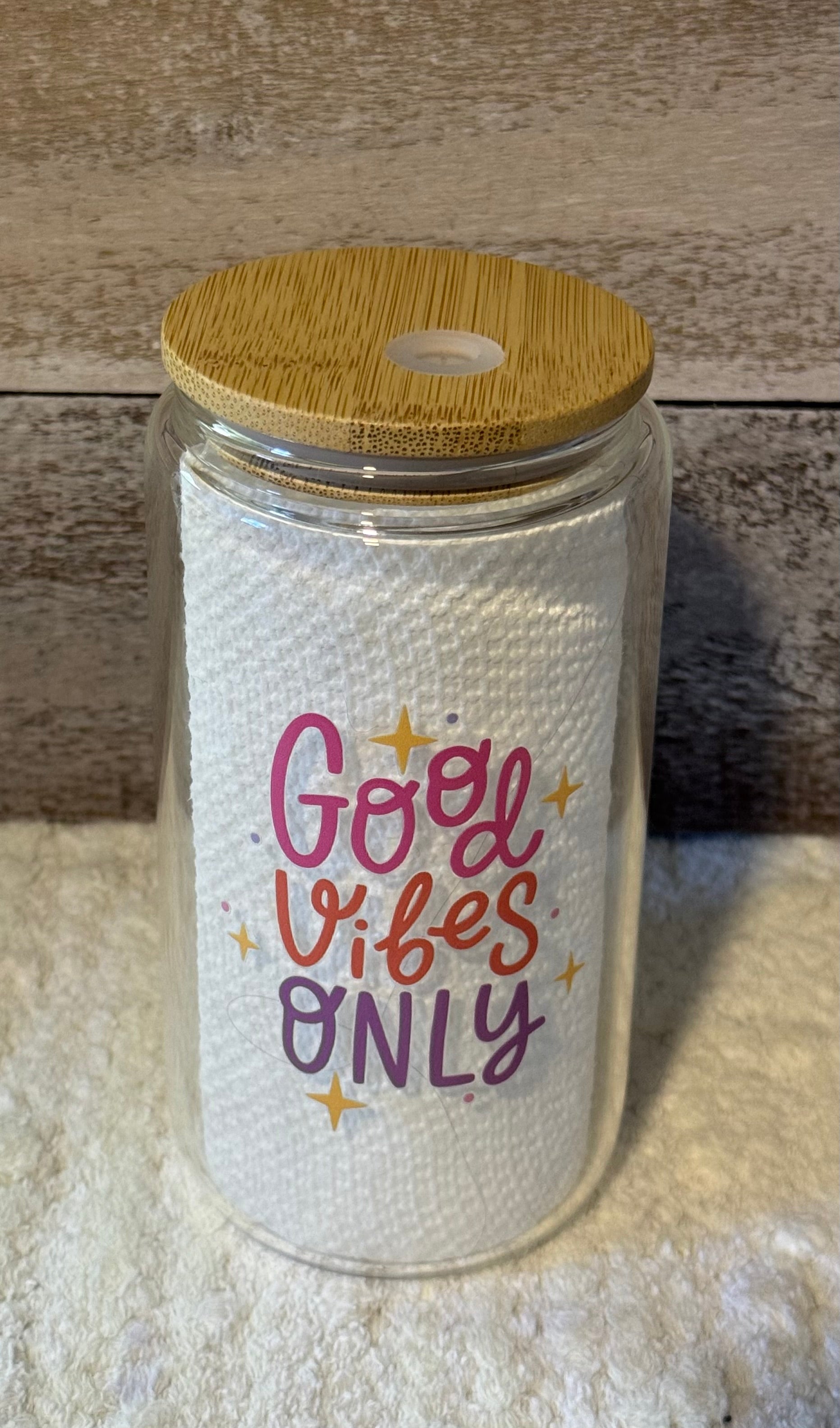 Good Vibes Only Glass Cold Cup