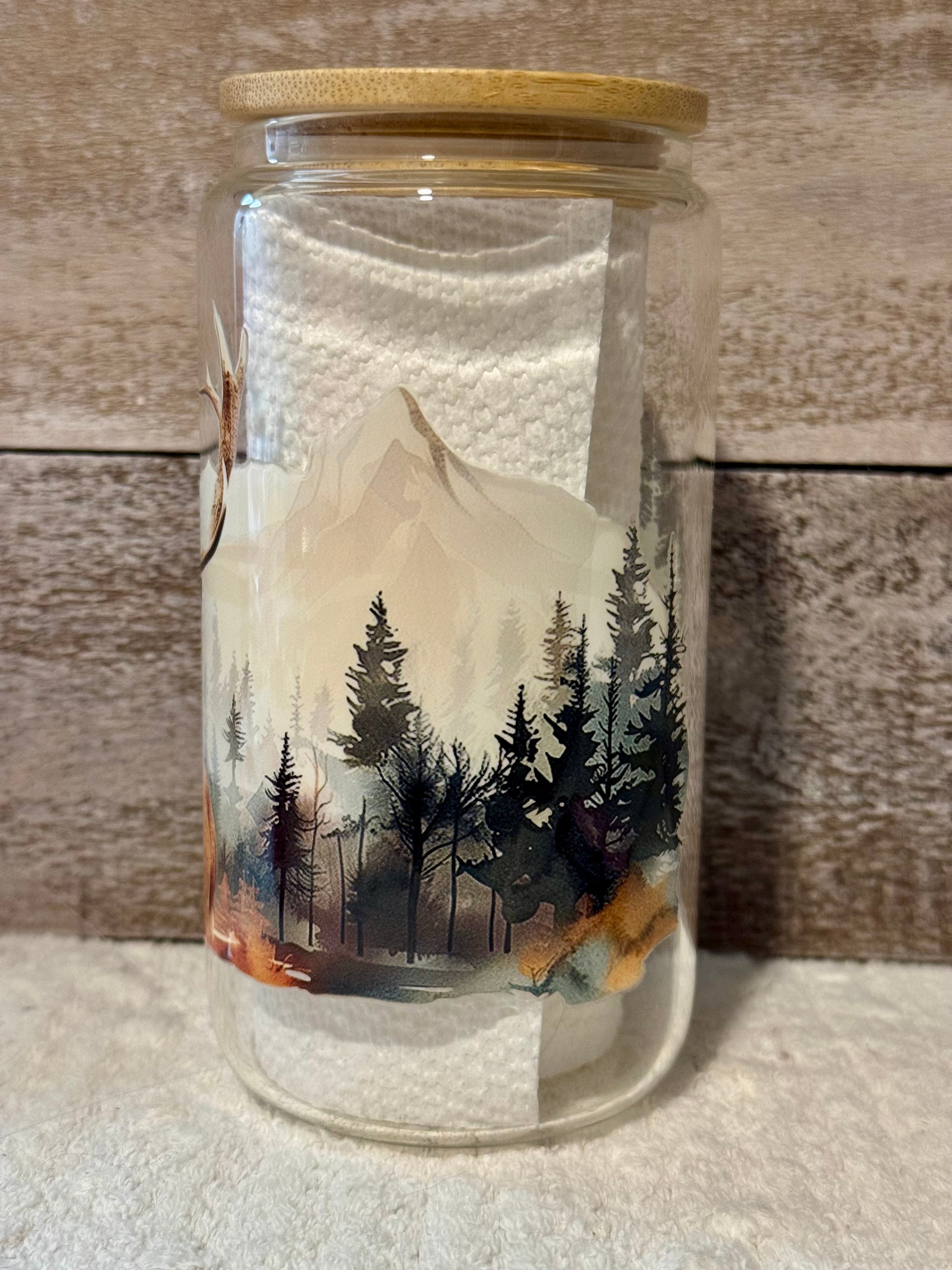 Deer and Trees Glass Cold Cup