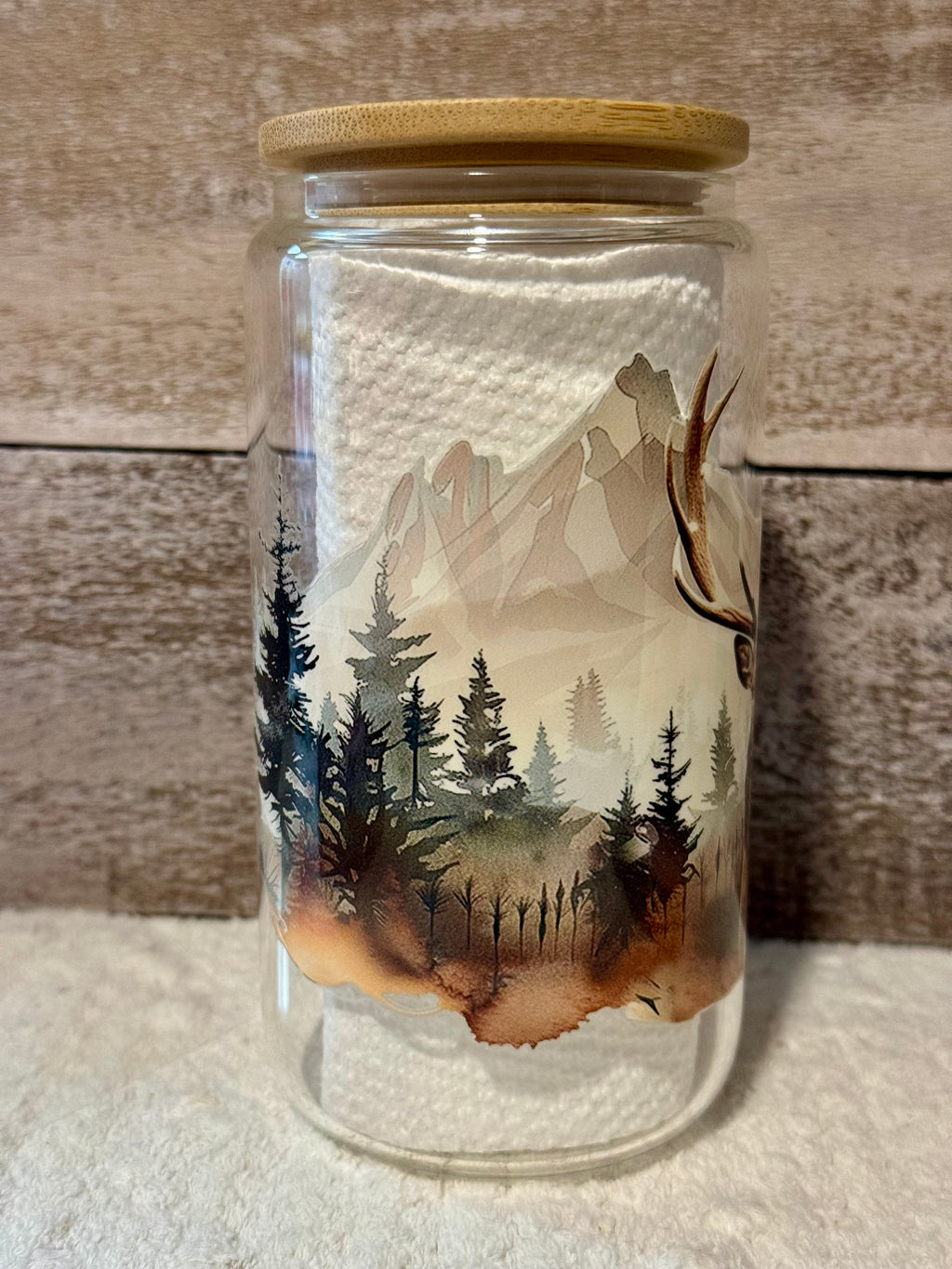 Deer and Trees Glass Cold Cup