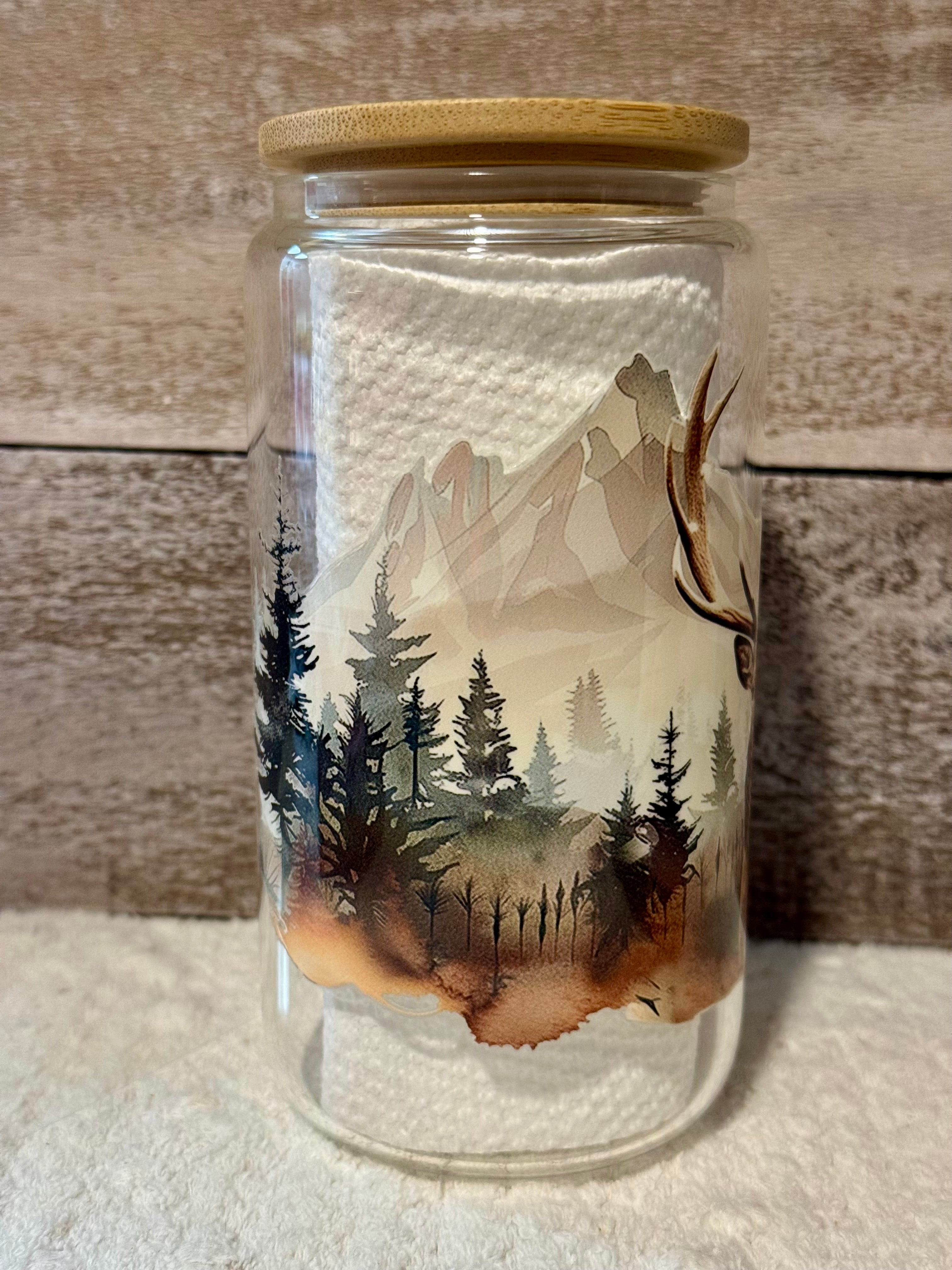 Deer and Trees Glass Cold Cup