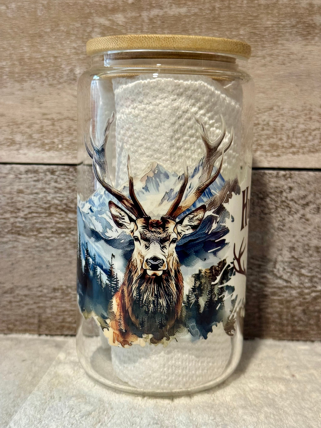 Hunting Life Deer and Snow Glass Cold Cup