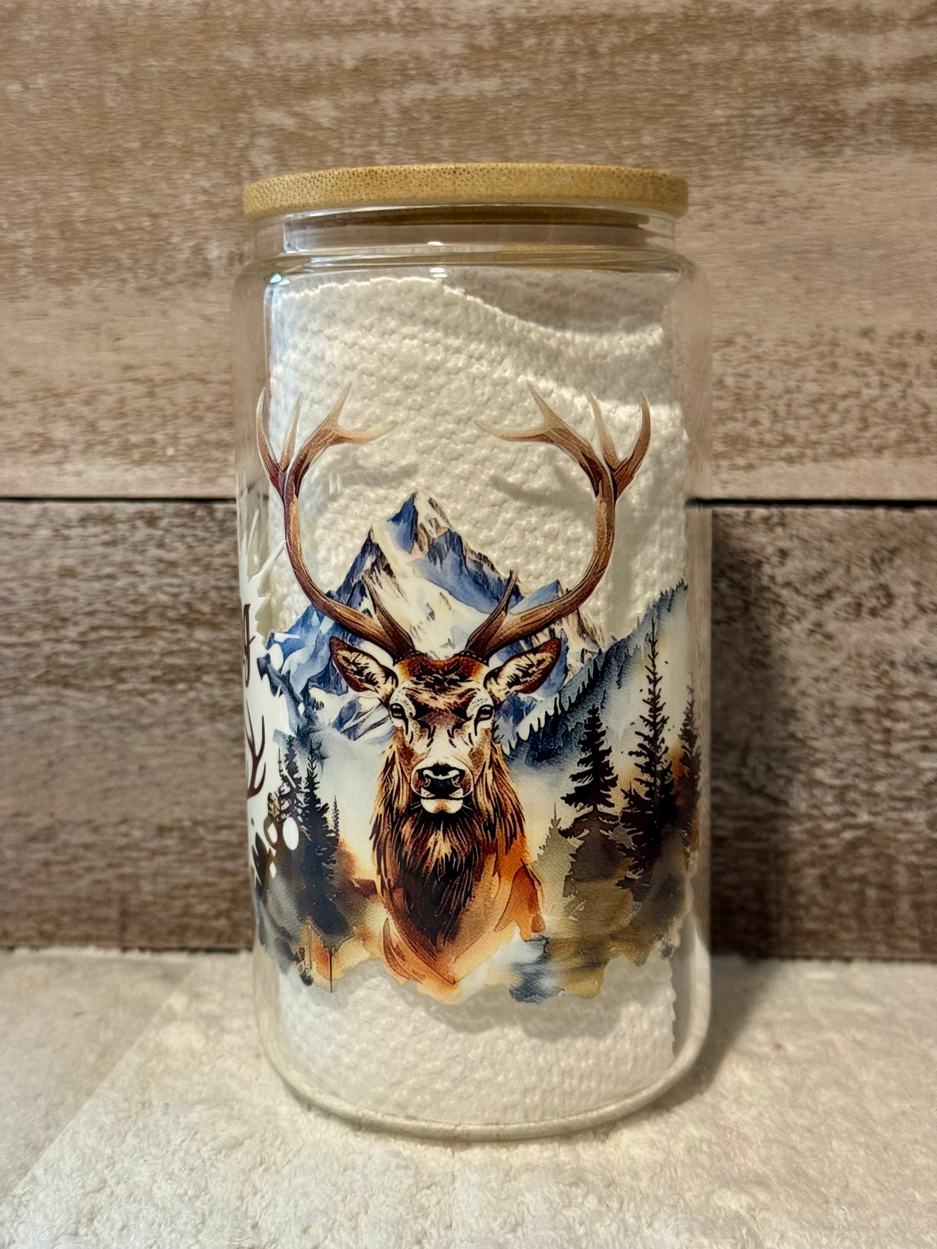 Hunting Life Deer and Snow Glass Cold Cup