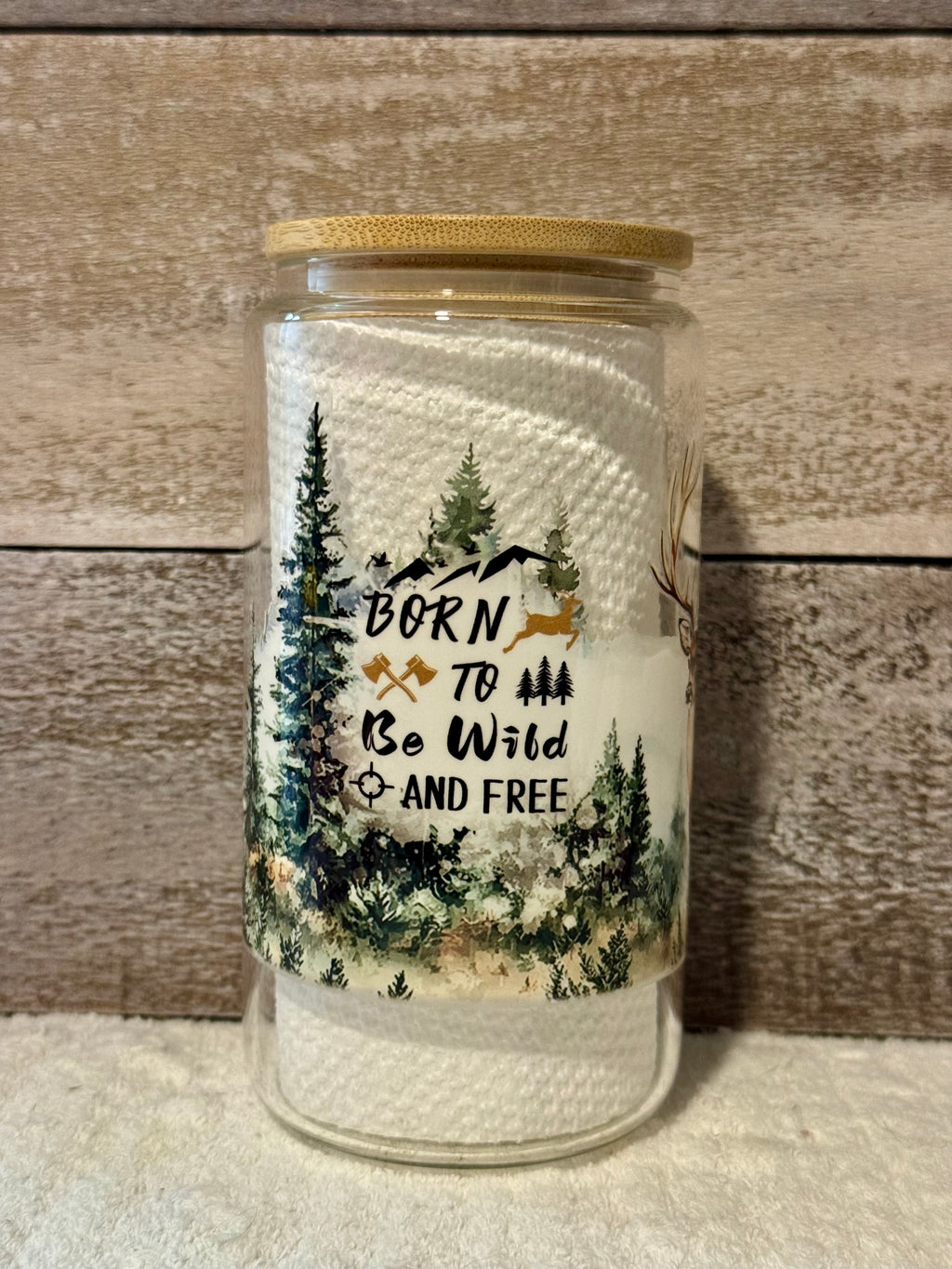 Born to Be Wild and Free Deer Glass Cold Cup