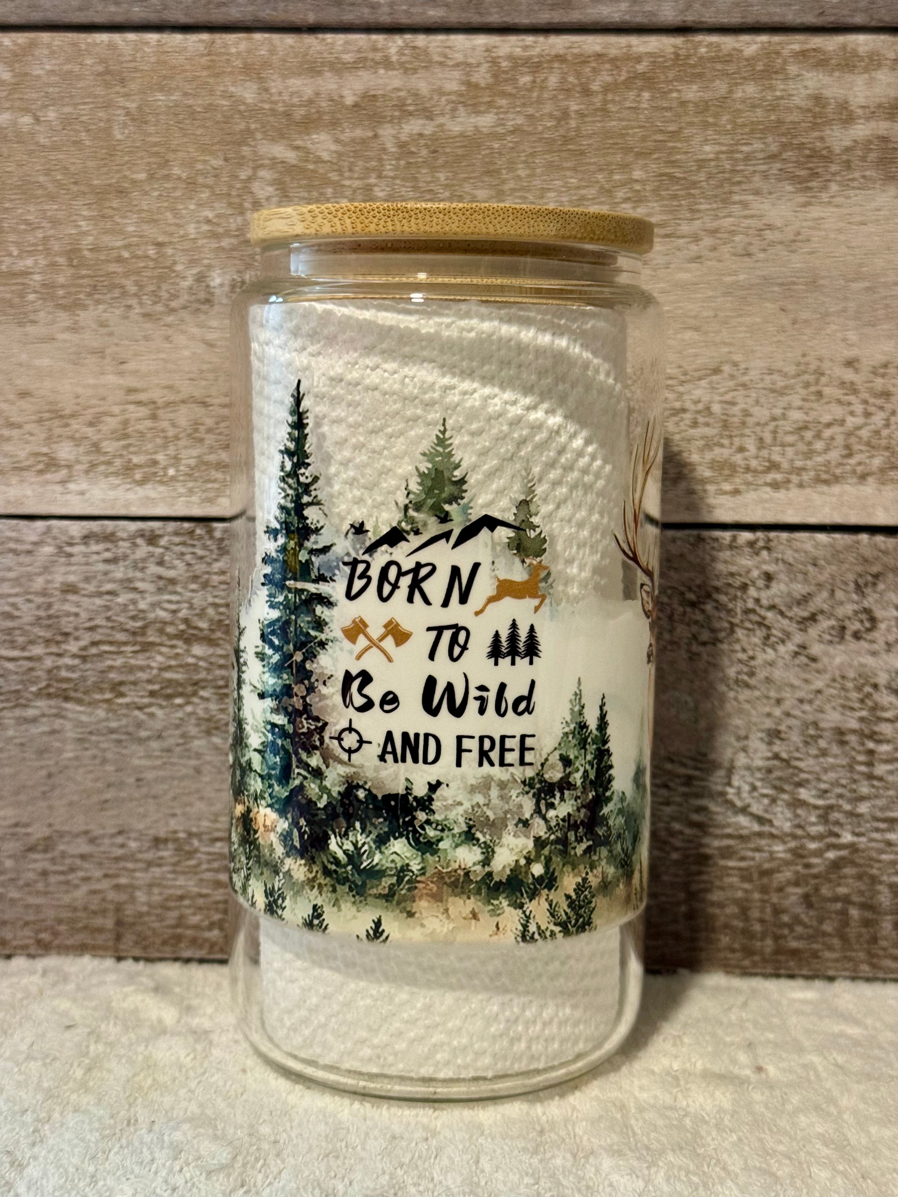 Born to Be Wild and Free Deer Glass Cold Cup