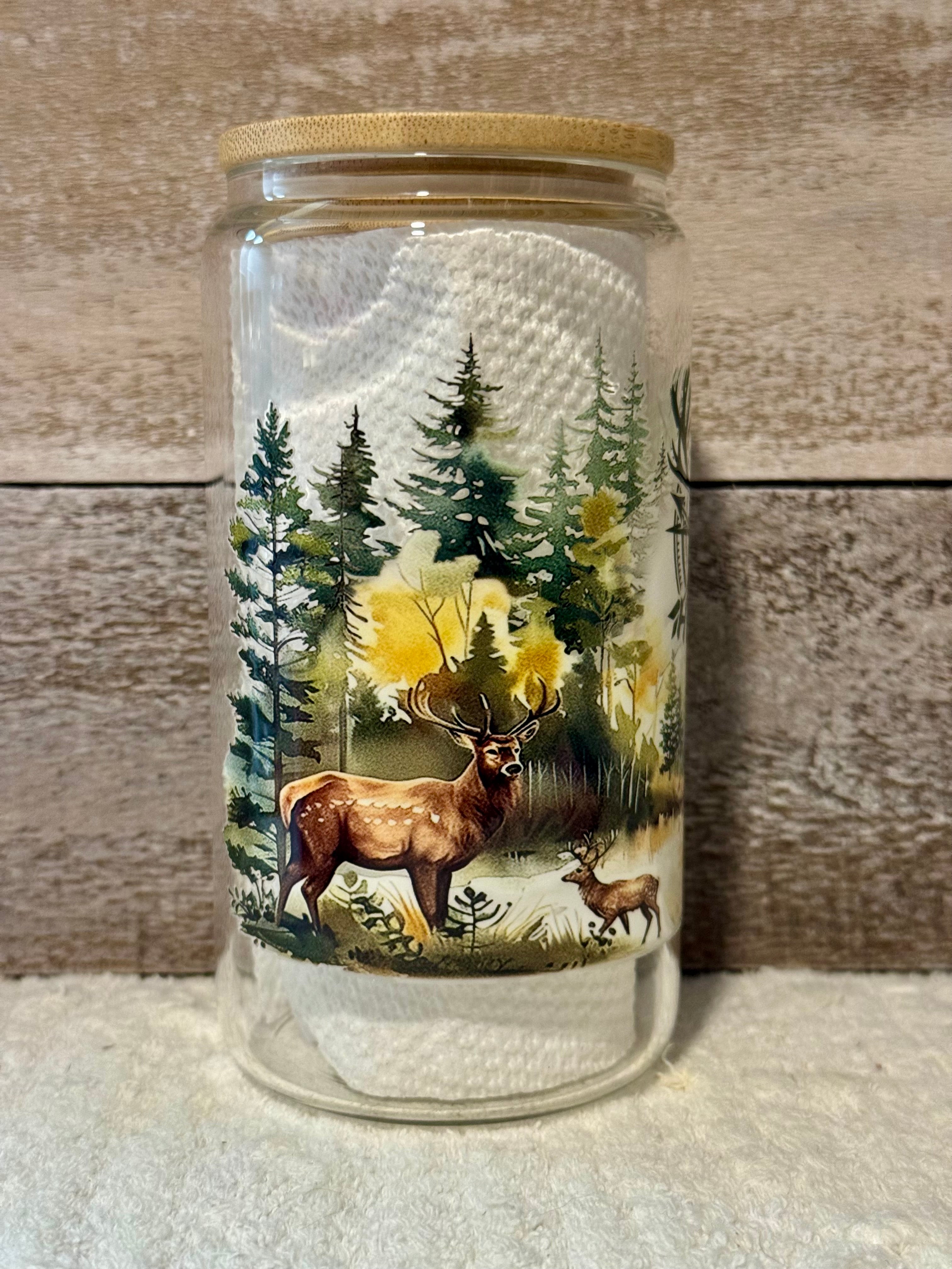 Hunting Season Deer and Snow Glass Cold Cup