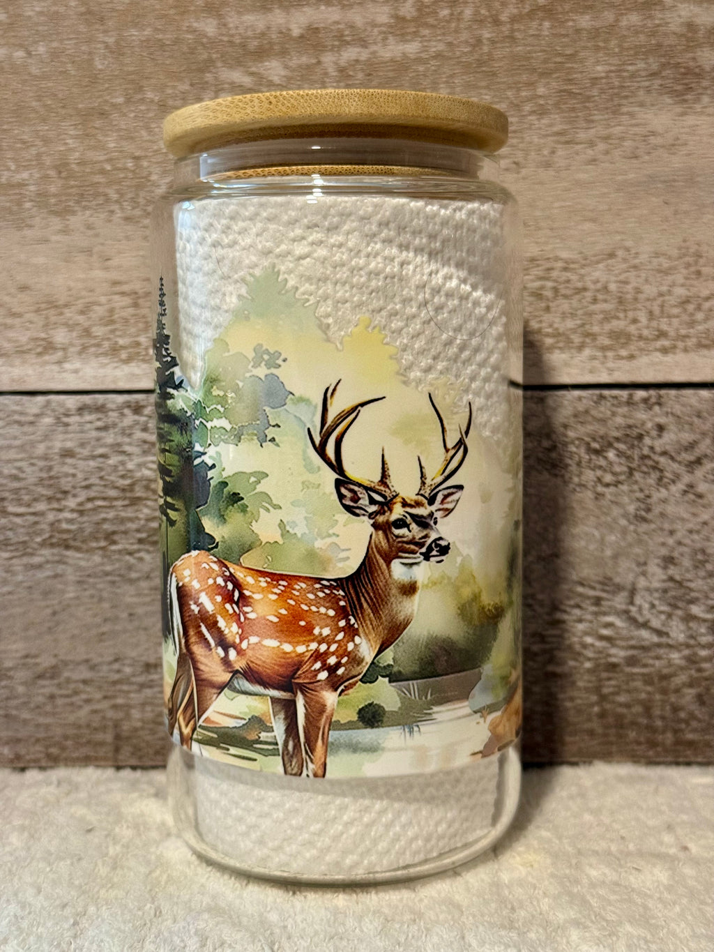 Winter Woodland Deer Glass Cold Cup