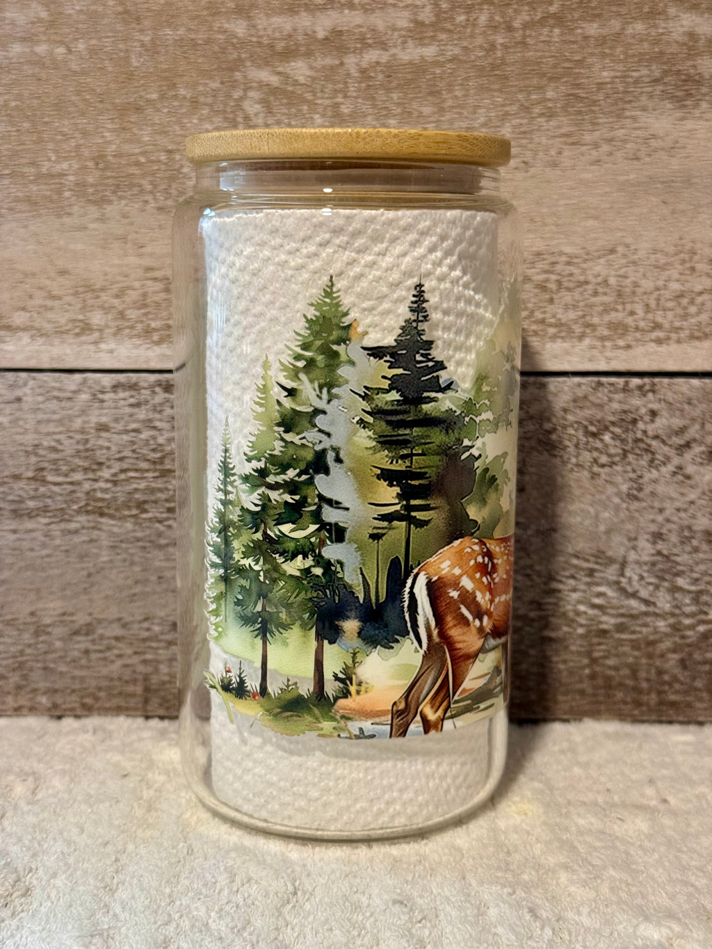 Winter Woodland Deer Glass Cold Cup