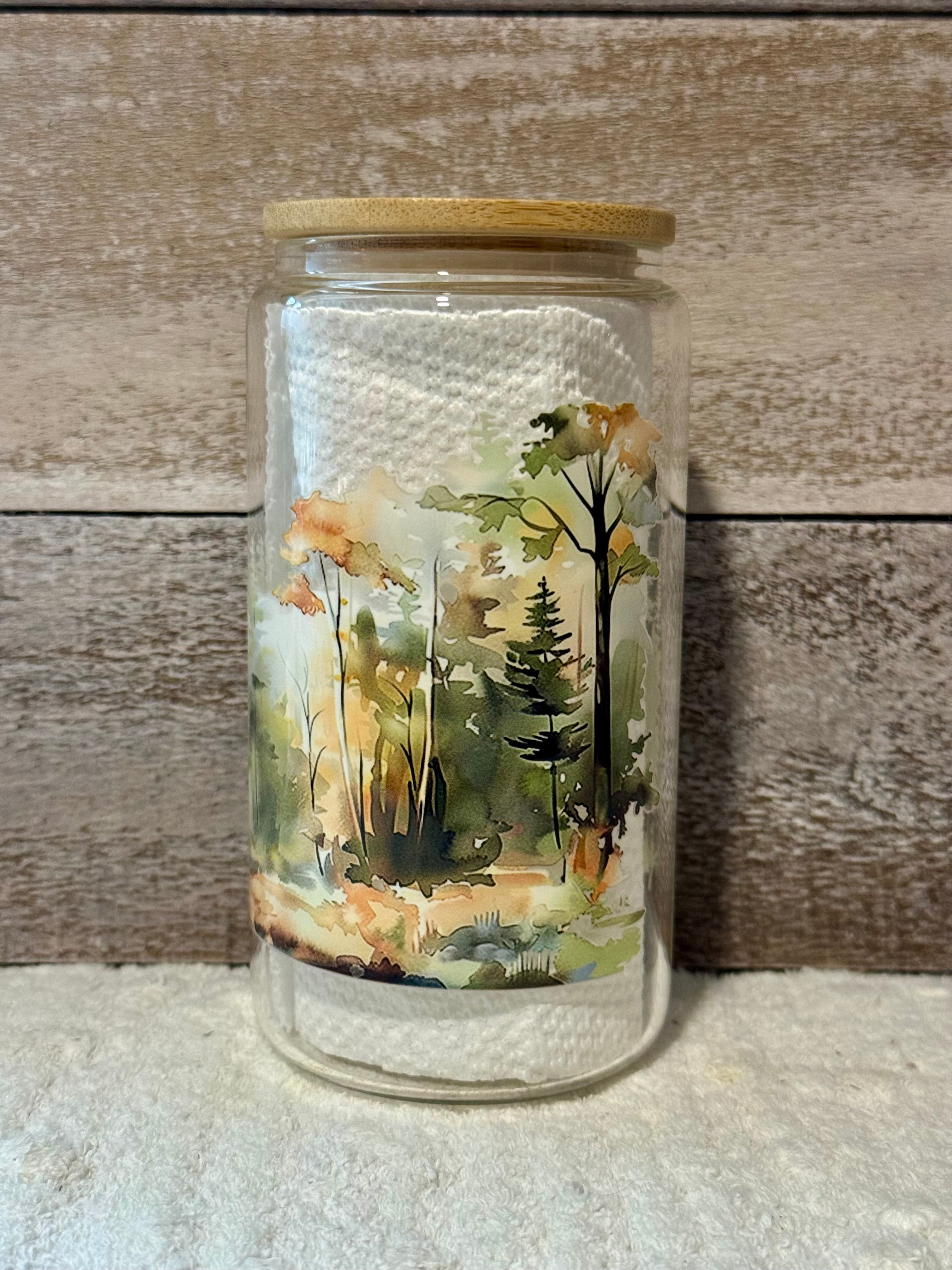 Winter Woodland Deer Glass Cold Cup