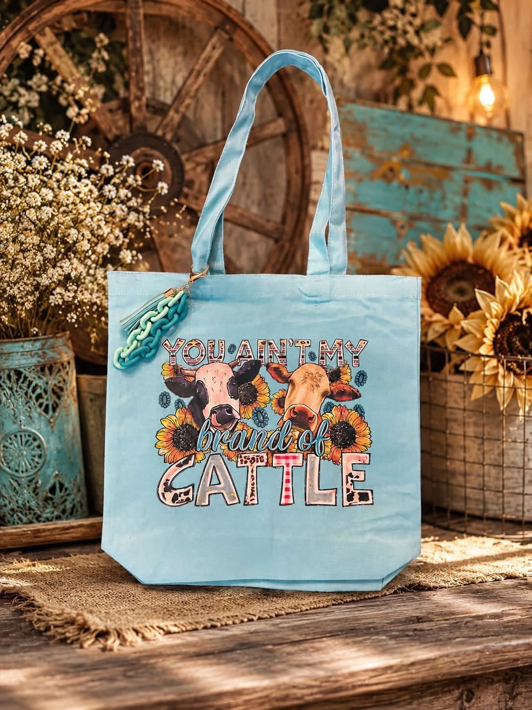 "You Aren't My Brand of Cattle" Tote Bag & Keychain Set