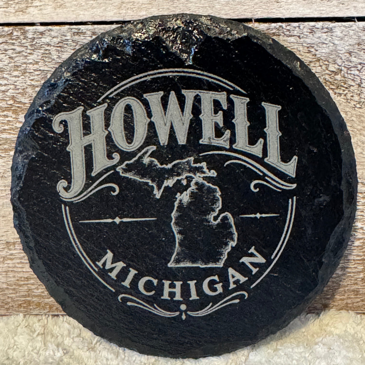 Howell Michigan Laser Engraved Slate Coaster