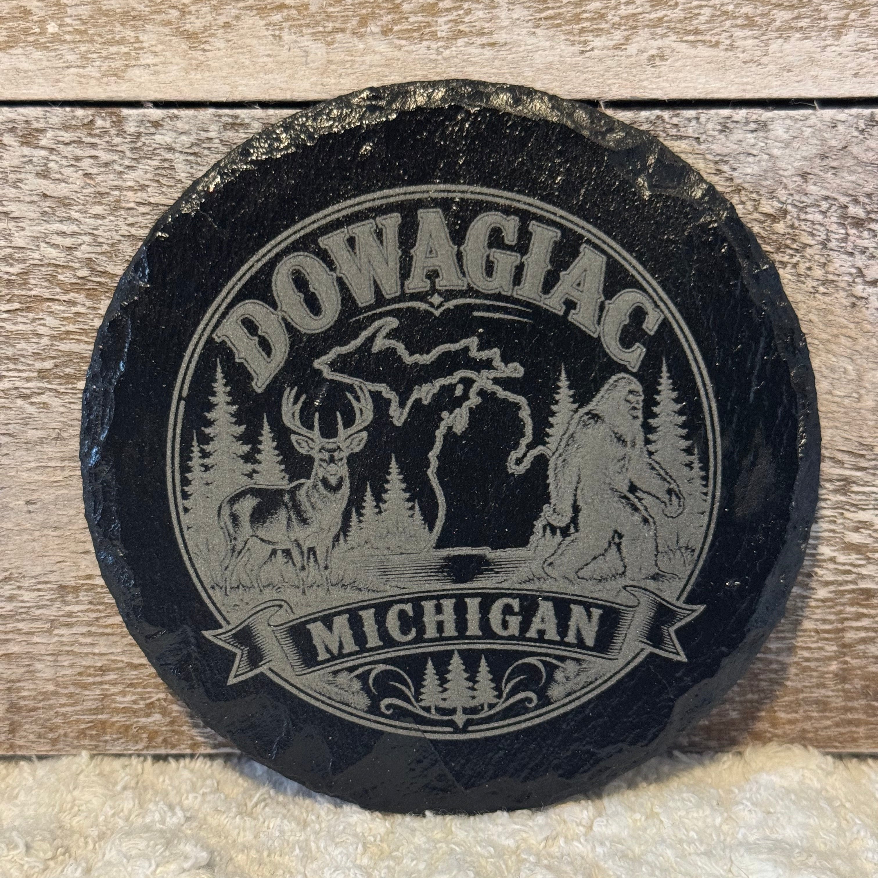 Dowagiac Michigan Laser Engraved Slate Coaster