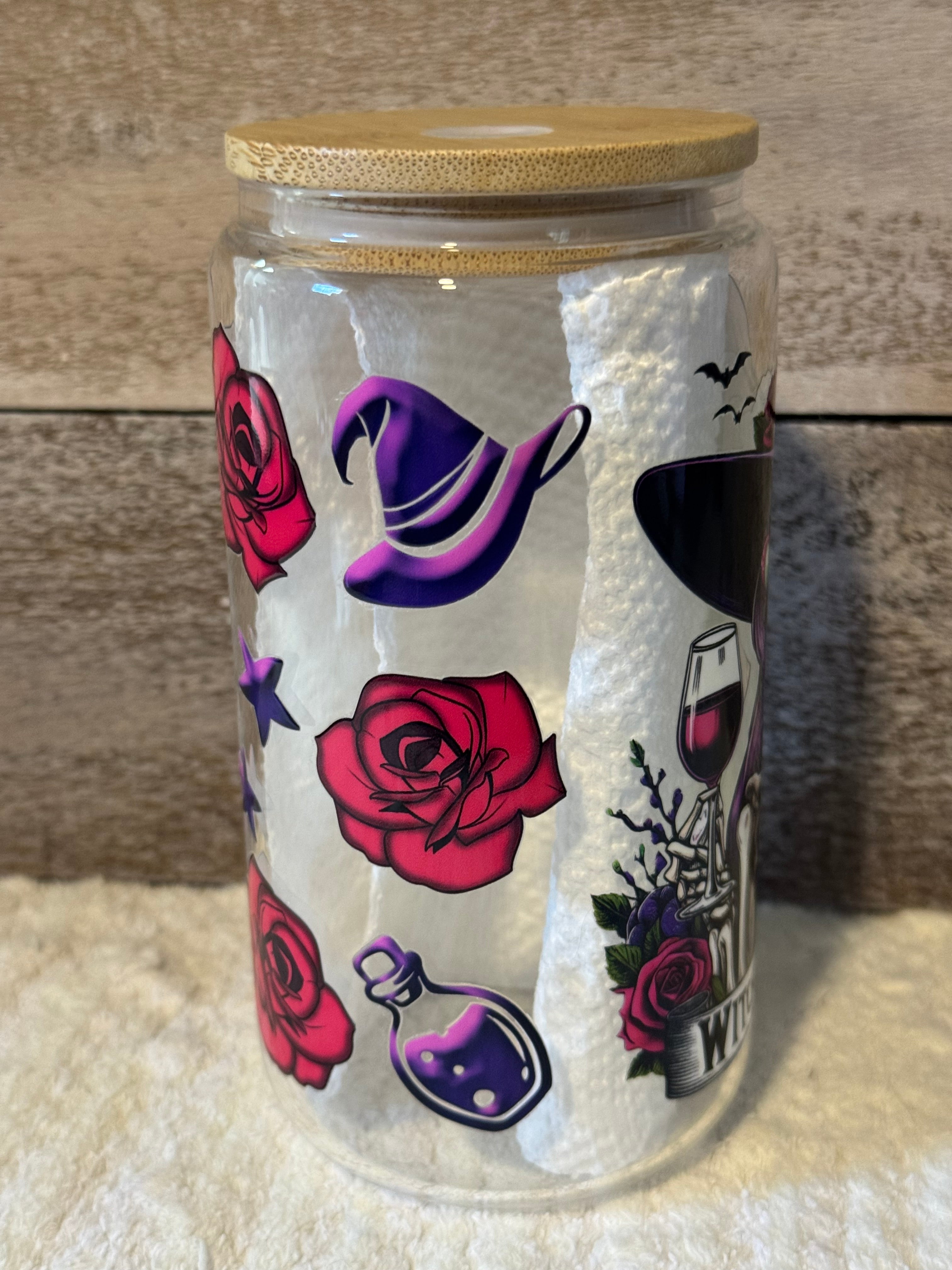 Skeleton Witch Iced Coffee Cup