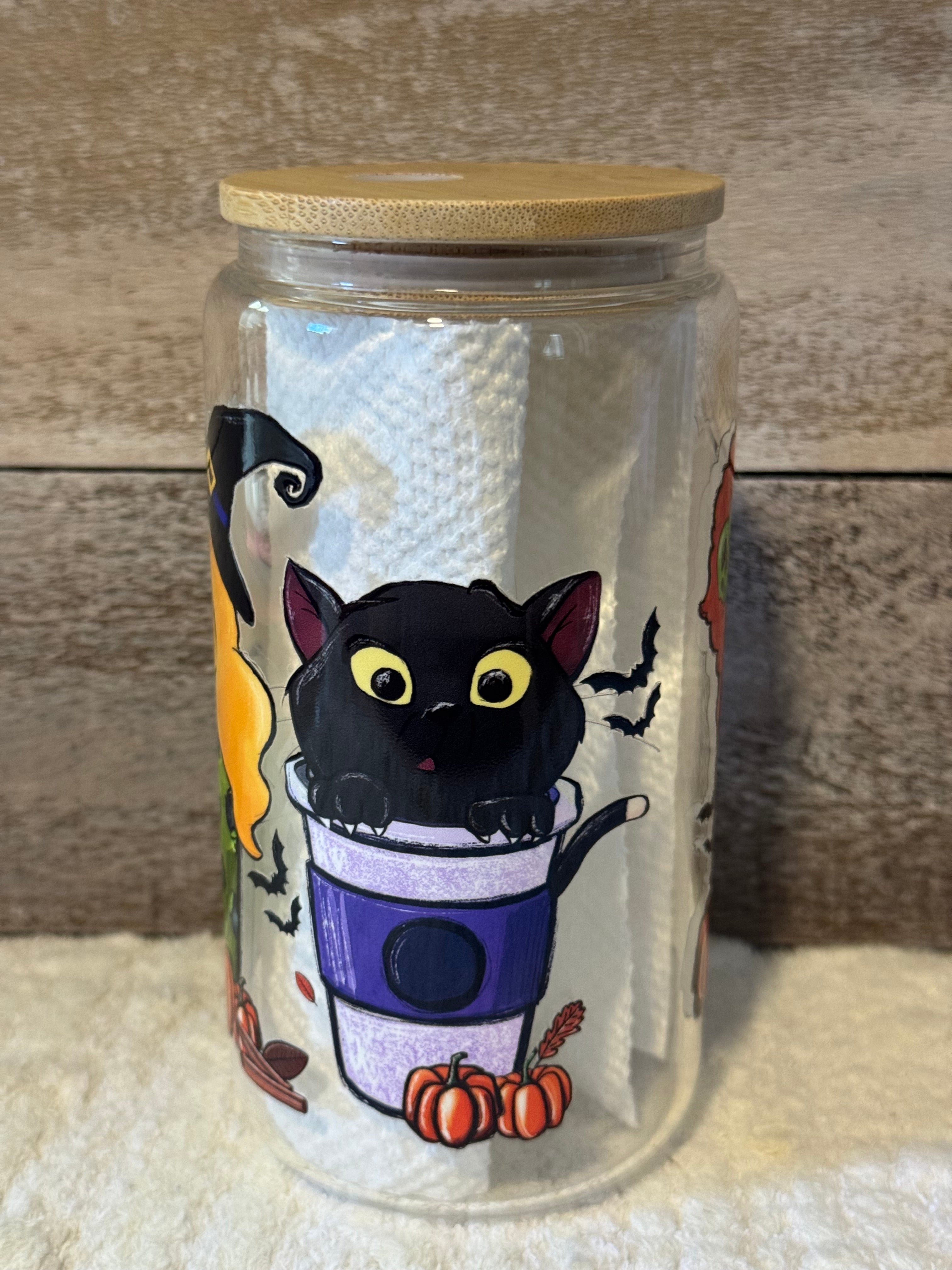 Cat Witch & Bats Iced Coffee Cup