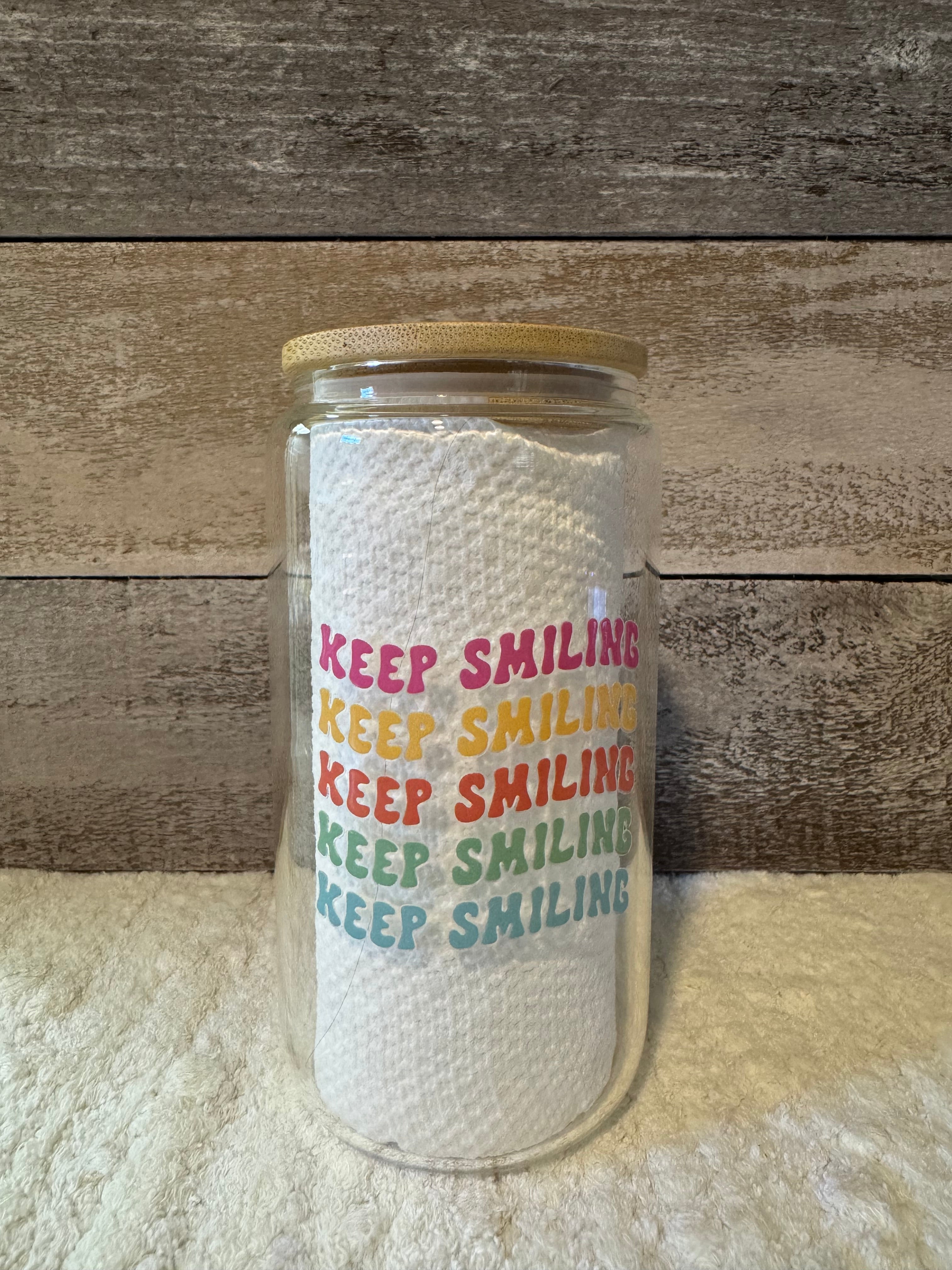 Keep Smiling Glass Cold Cup