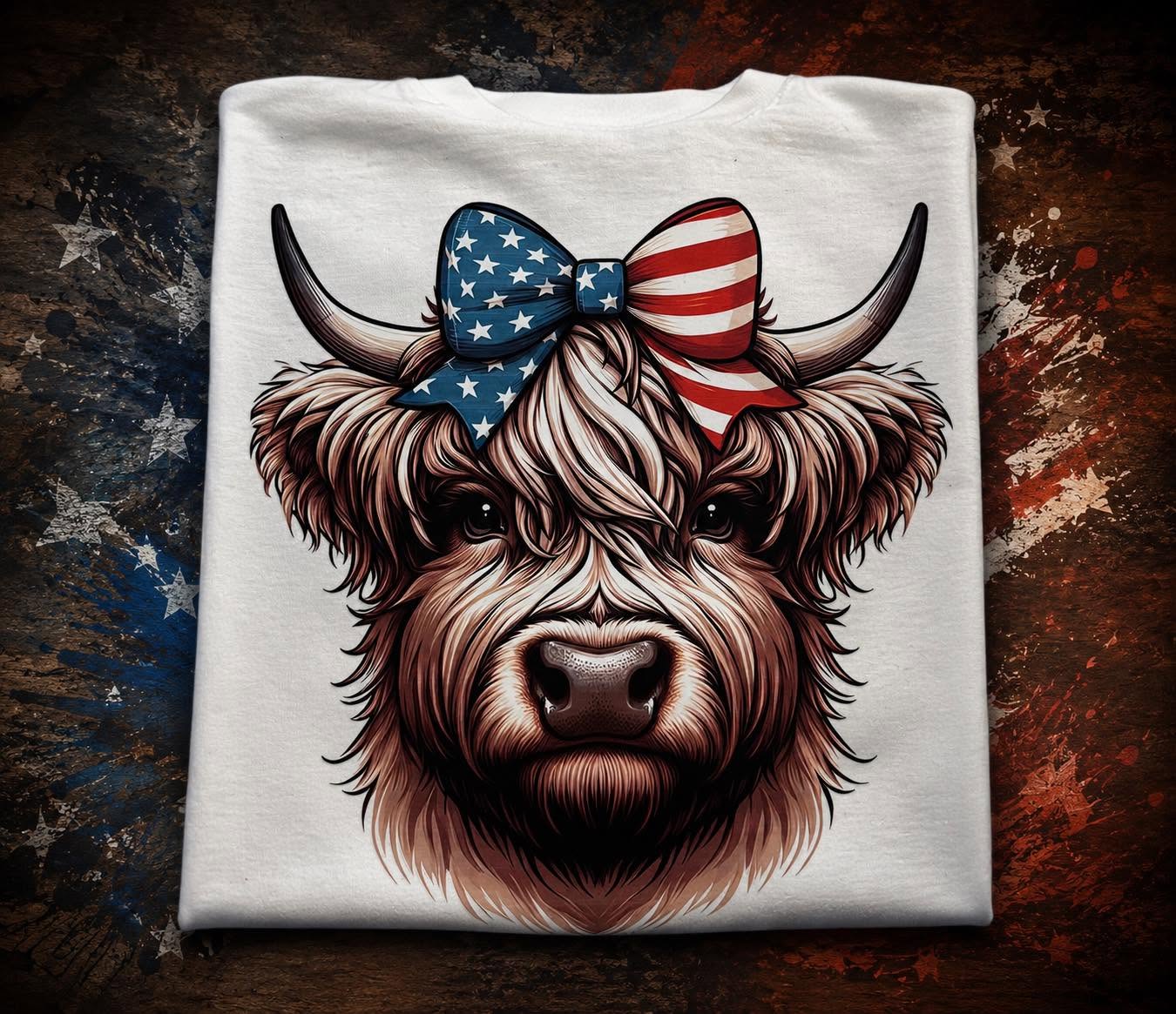 Patriotic Highland Cow T-Shirt