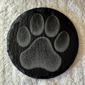 Laser Engraved Round Paw Print Coaster