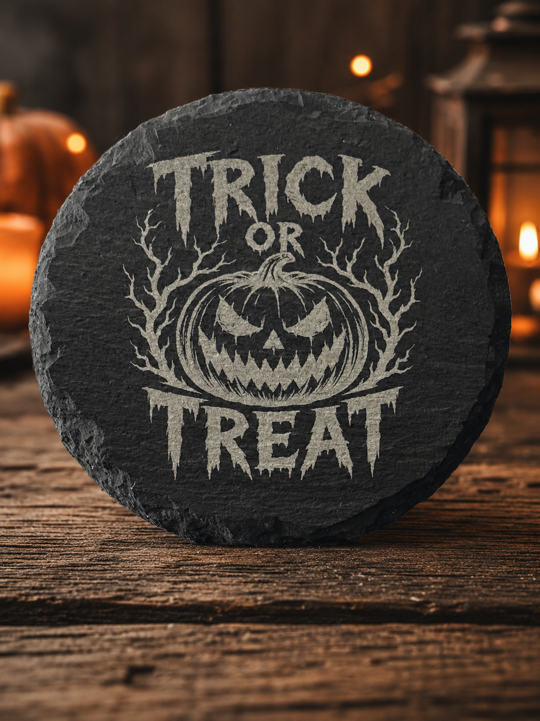 Trick or Treat Black Slate Coaster