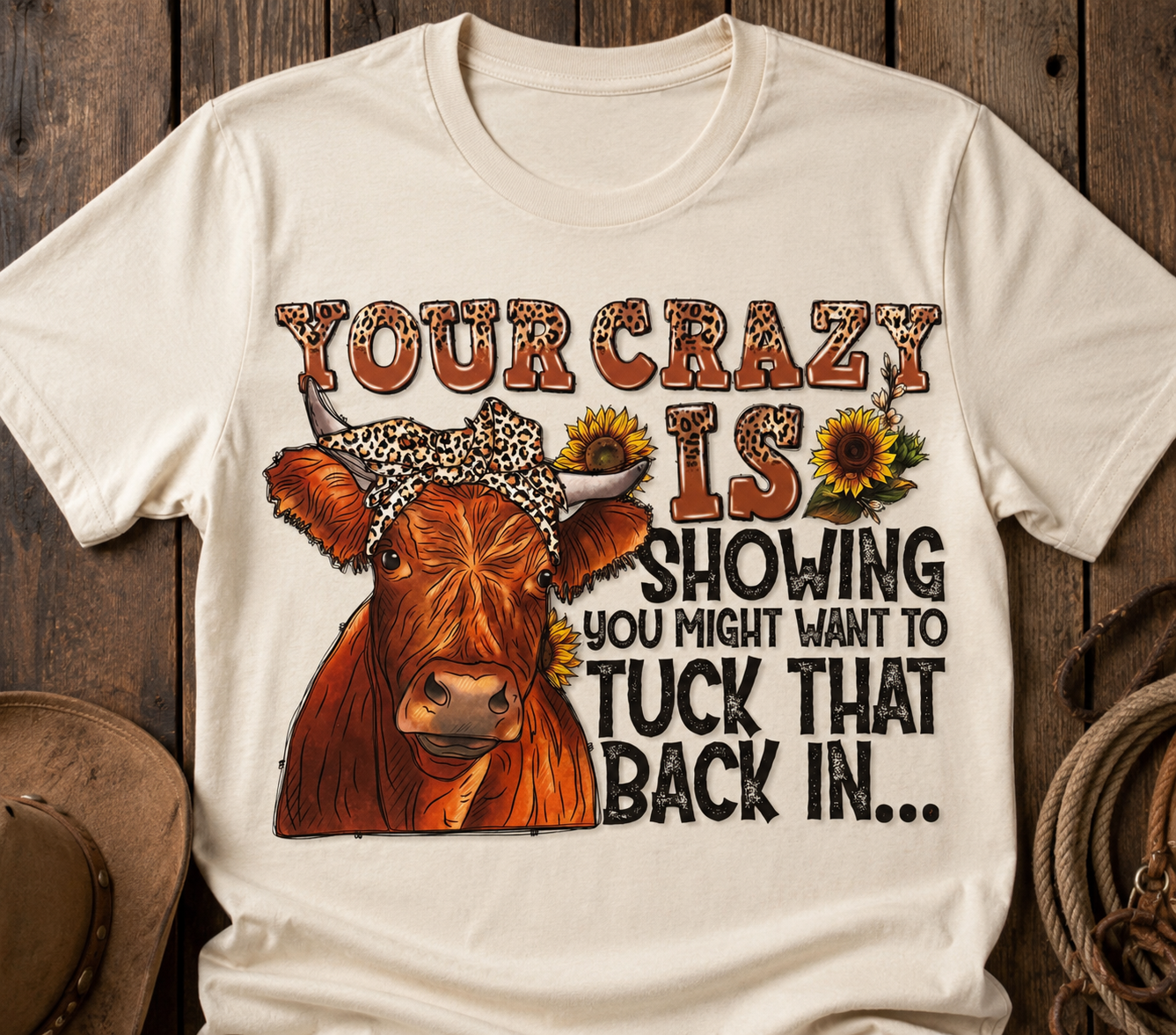 "Your Crazy Is Showing" Highland Cow T-Shirt